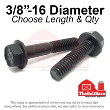 3/8"-16 Grade 8 Hex Flange Screws Frame Bolts Phos Oil (Pick Length & Qty)