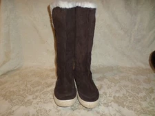 Converse All Star Dark Brown Suede Leather Knee Boot Hook Loop Close 8.5 M EUC