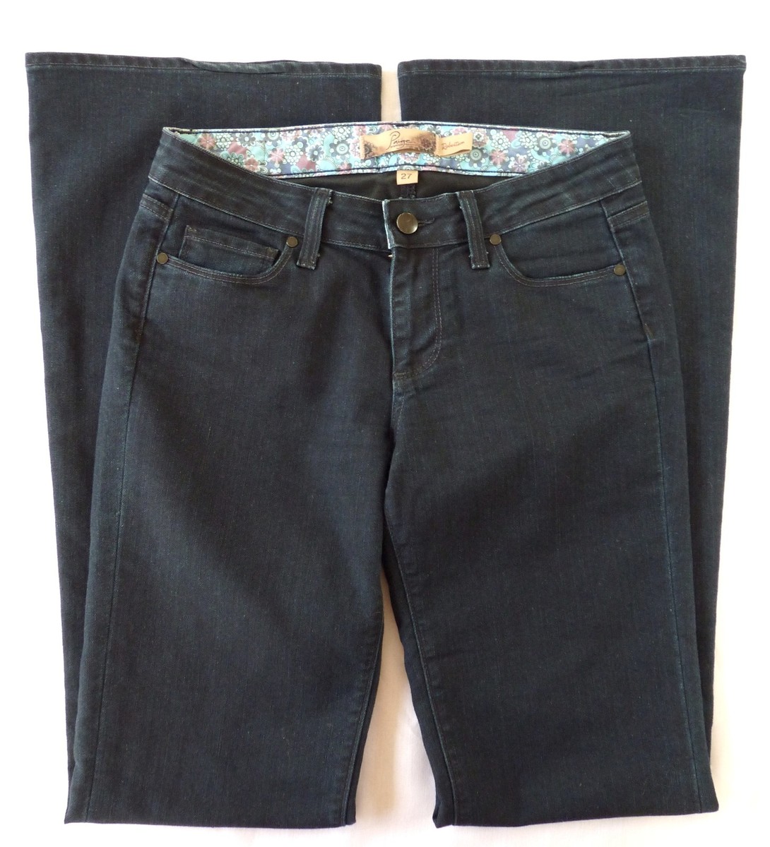 Jean Paige Premium Denim Robertson – Bleu évasé Taille 27 – Coton Mélangé – Comme Neuf