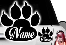 WUNSCHNAME Pfote, Dog, Cat, Katzenpfote Hundepfote mit Namen Aufkleber Sticker x