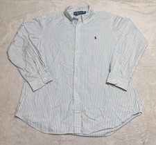 Polo Ralph Lauren Shirt Men's XL White Stripe Long Sleeve Button Up Vintage