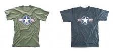 US Air Force T-shirt Vintage Retro WWII USAF Army Air Corps USAAF Green or Blue