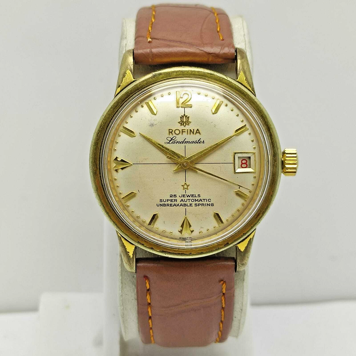 Rofina Landmaster Cal.1258 Super Automatic Gold Tone Vintage Watch