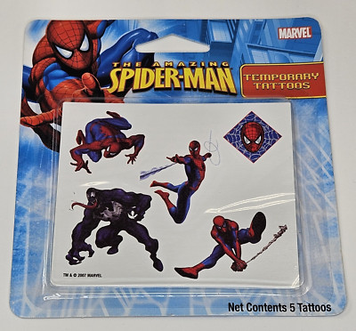 Vintage Spider man Temporary Tattoos Set 2007 Comic NEW