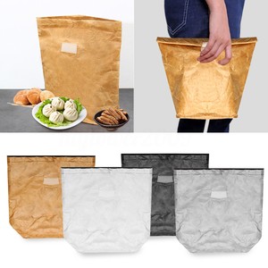 6l Brown Insulated Thermal Kraft Paper Lunch Bag Re Usable Durable