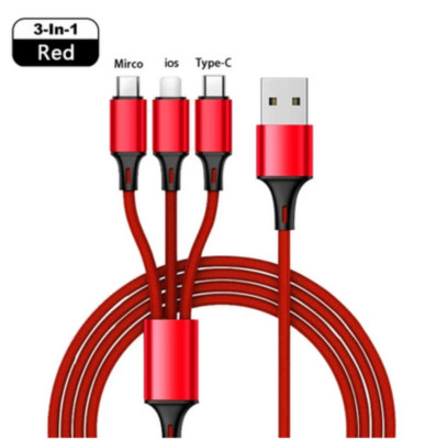 3 in 1 Fast USB Charging Cable Universal Multi Function Phone Charger Cord Lot