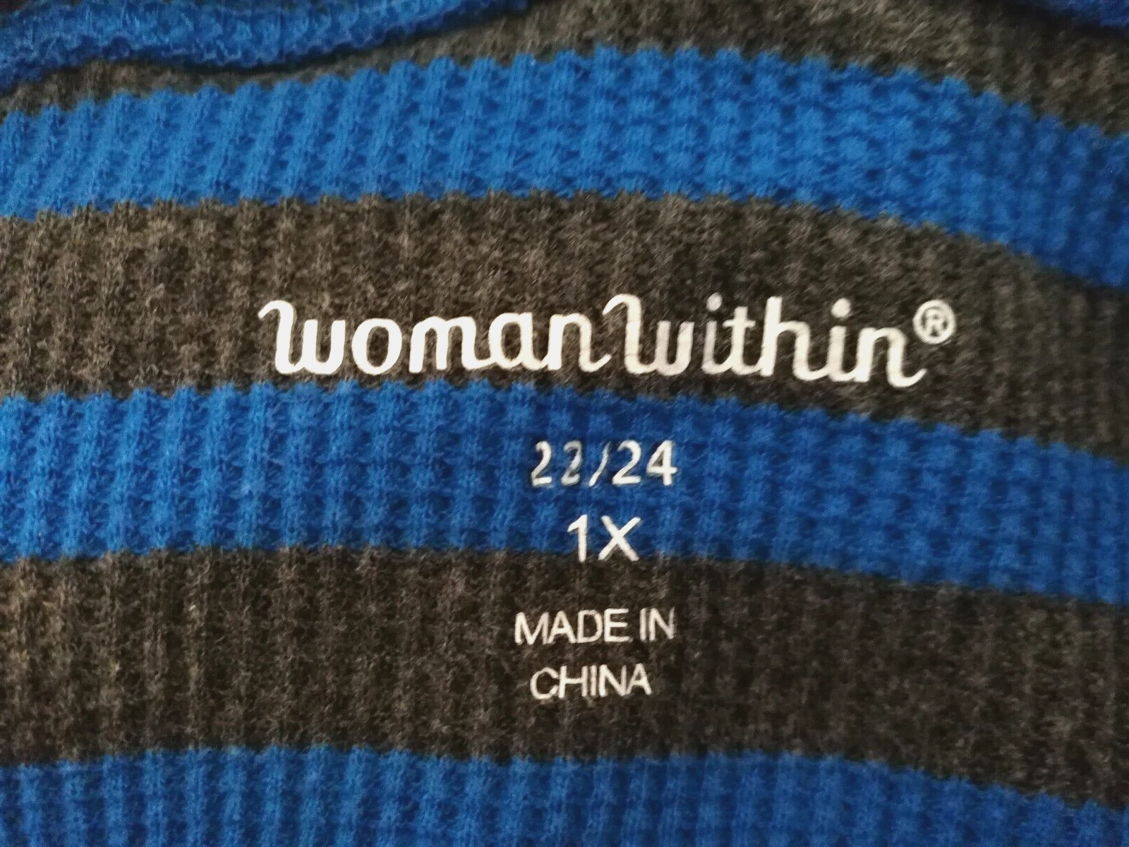 VETEMENTS Felpa donna dentro con cappuccio 1X più 22 24 blu grigio maglione pullover a righe manica lunga