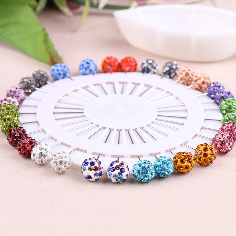 Hijab Pins Crystal Arabic Muslim Hijab Brooches Pin Women Safety Head Scarf  Pins