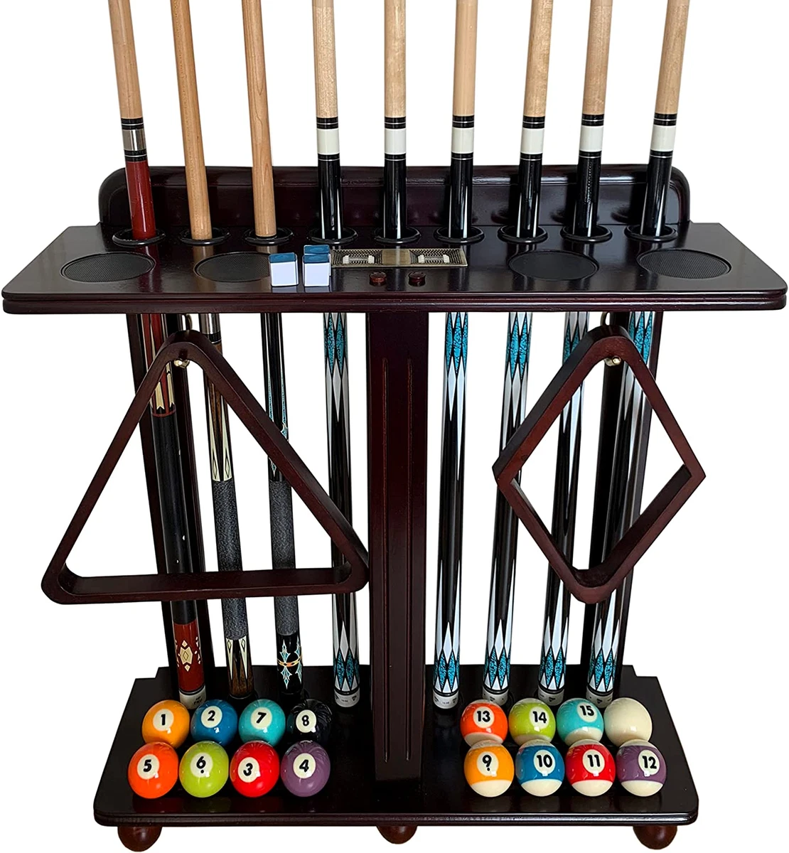 Floor Pool Cue Rack Hold 9 Cue Sticks Billiard Accessories