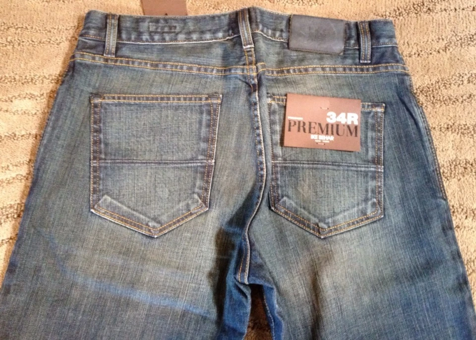 Pantalones de mezclilla para hombre IKE BEHAR NY "ALAN" - talla 34 x 34-clásicos-pierna recta-denim oscuro nuevos con etiquetas Foto 4 de 4