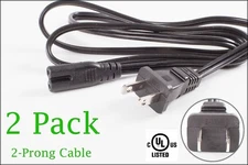 2 Pack 4ft 2-Prong Power Cable cord UL listed for power supply Heavy Duty C8