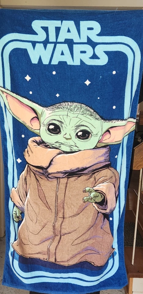 Toalha de banho Star Wars Mandalorian Grogu praia 54"x28" nova sem etiquetas - Imagem 2 de 4