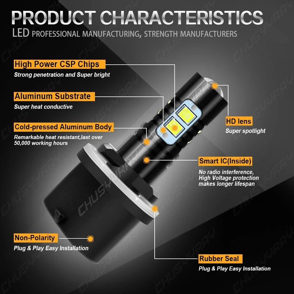 880 881 LED Headlight Bulbs For Arctic Cat Crossfire 800 Sno Pro EFI 2009-2011 - Image 4 of 4