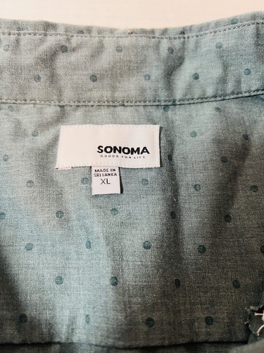 Camisa Sonoma Flex para Hombres XL Verde Patrón de Puntos Informal Manga Larga Botón Dow - Imagen 6 de 9