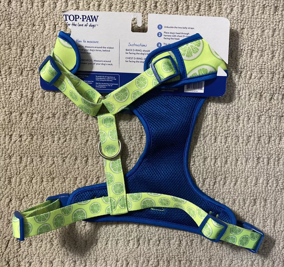 Top Paw Dog Harness Yellow With Limes Size LARGE For Pullers