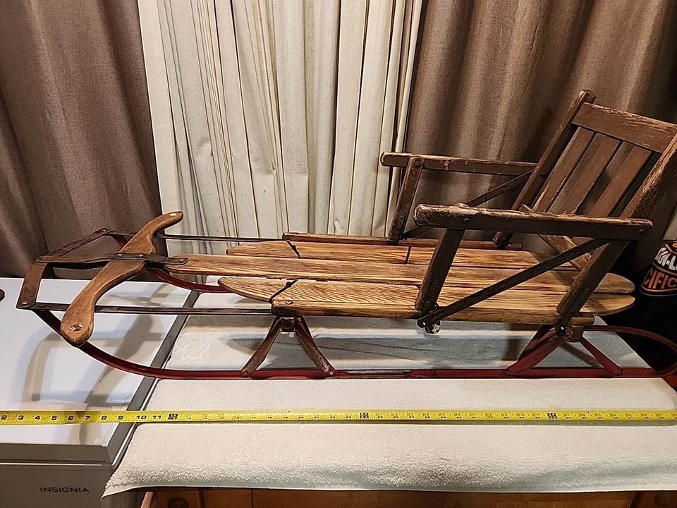 Radio Flyer trineo volante flexible vintage con respaldo de asiento. Muy Raro Semi Restaurado  Foto 3 de 4