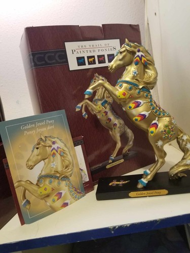 Trail of Painted Ponies Golden Jewel Pony Rearing Horse 2021 #1E/1309 NIB w Card - Picture 6 of 6