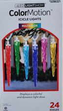 Gemmy LED Lightshow ColorMotion 24 Multicolor Icicle Lights New