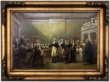 Trumbull George Washington Resigning Commission Wood Framed Canvas Repro 12x18