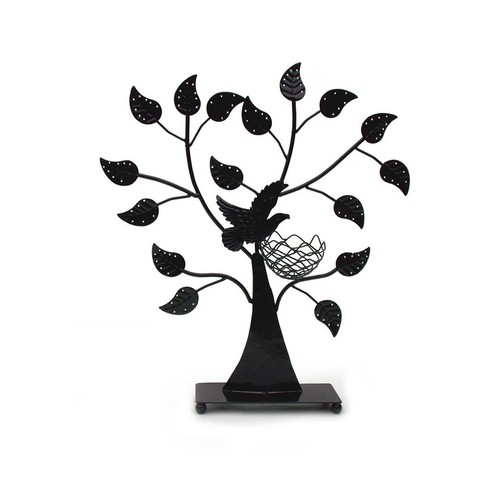 Jewelry Tree Bird with Nest, Earrings Holder, Bracelets Necklace Organizer Black
