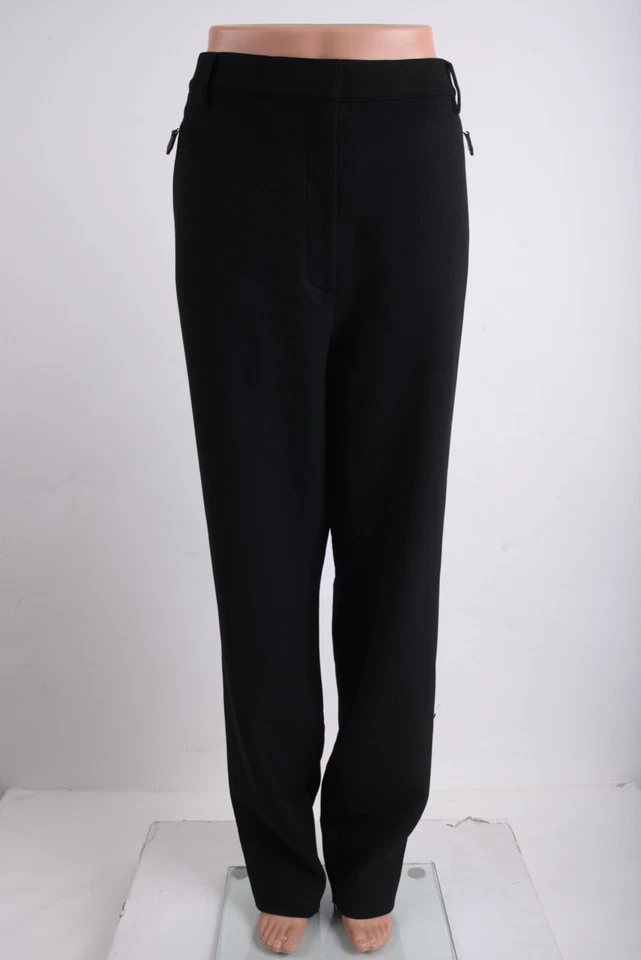 St John Womens Black Twill Pants Trousers Zip Detail Stretch US 18 k818c51 NWT