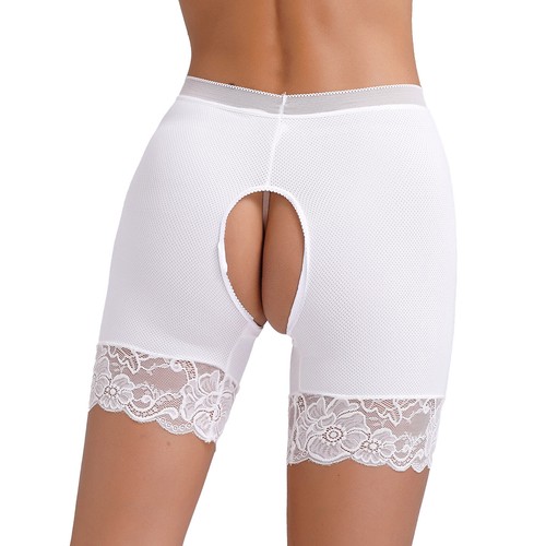 Women's Lady Open Crotch Shorts Latex Leather Boyshort Pants Clubwear Disco Rave - Picture 30 of 56