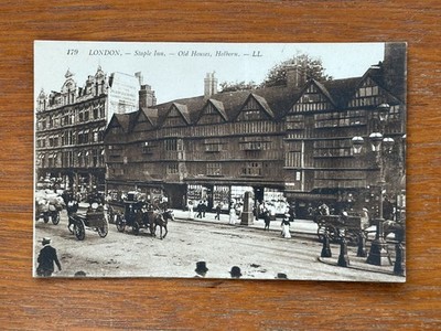 Antike AK London Staple Inn Old Houses Holborn LL 179 Pferdekutschen