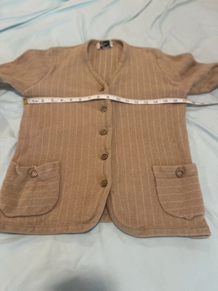 Vintage 40s Womens Dalton Turners Virgin Cashmere Brass Button Cardigan Sweater - Image 3 of 4