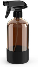 Amber Glass Spray Bottle, 16 Oz with Black Silicone Sleeve, 1 Pack