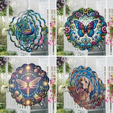 3D Metal Wind Spinner Outdoor Garden Yard Hanging Decor Ornament Windmill