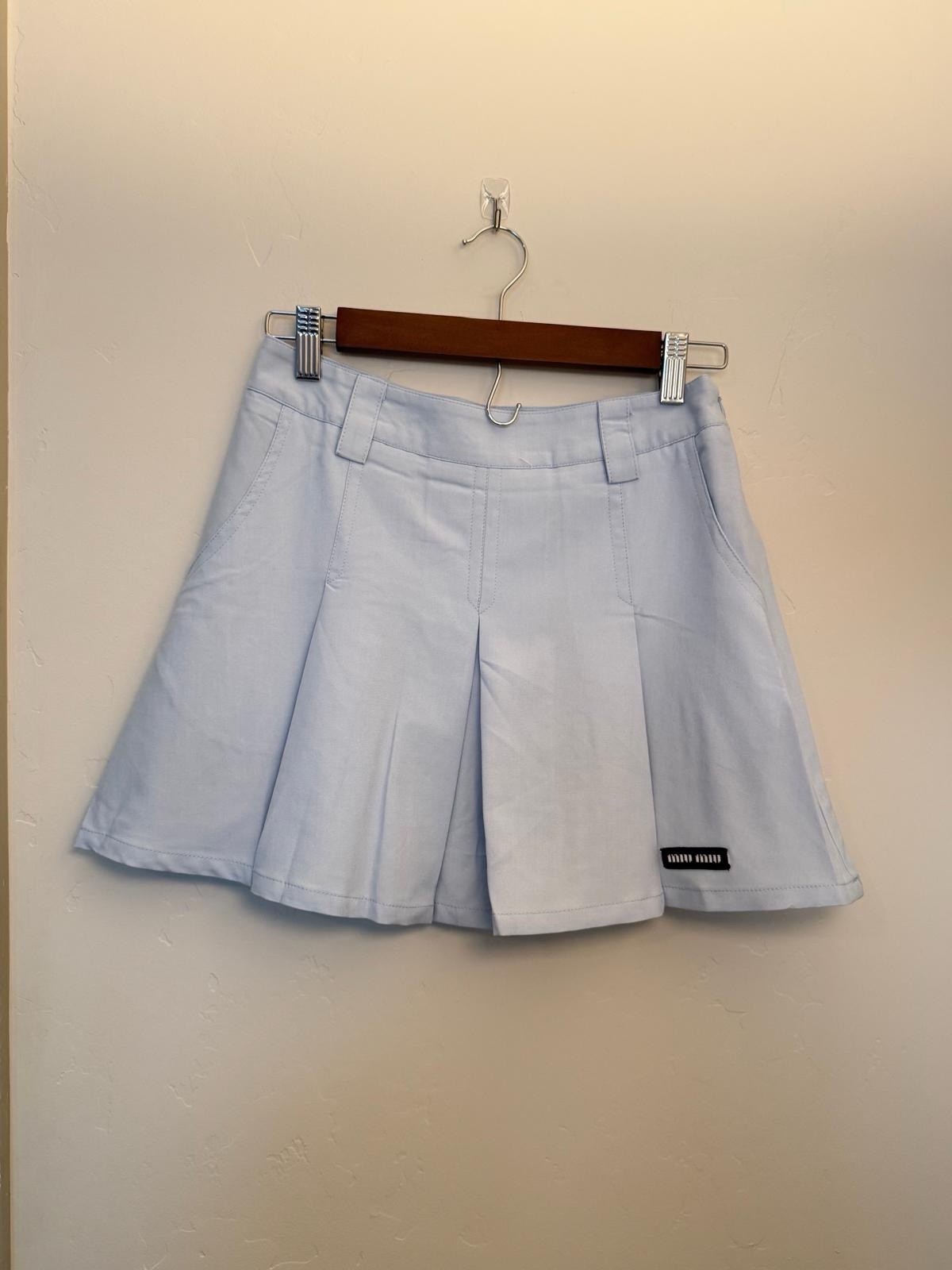 Miu Miu Light Blue Pleated Mini Skirt Size Small