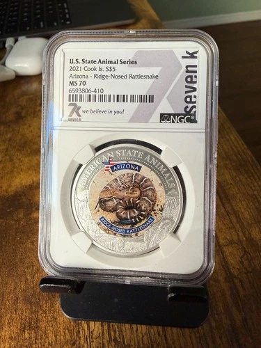 2021 Cook Islands $5 Arizona Ridge-Nosed Rattlesnake Silver Coin NGC MS70