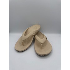 Crocs Serena Flip Flops Women Size 7 Beige Tan Thong Sandals Minimalist Comfort