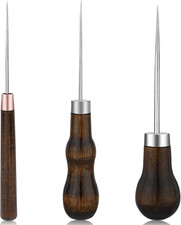 3 Pack Leather Scratch Awl Tool, Awl Tool Sewing with Gourd Shape Wooden Handle