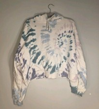 Lucky Brand Tie Dye Pastel Cropped Hoodie Sweatshirt Size Large