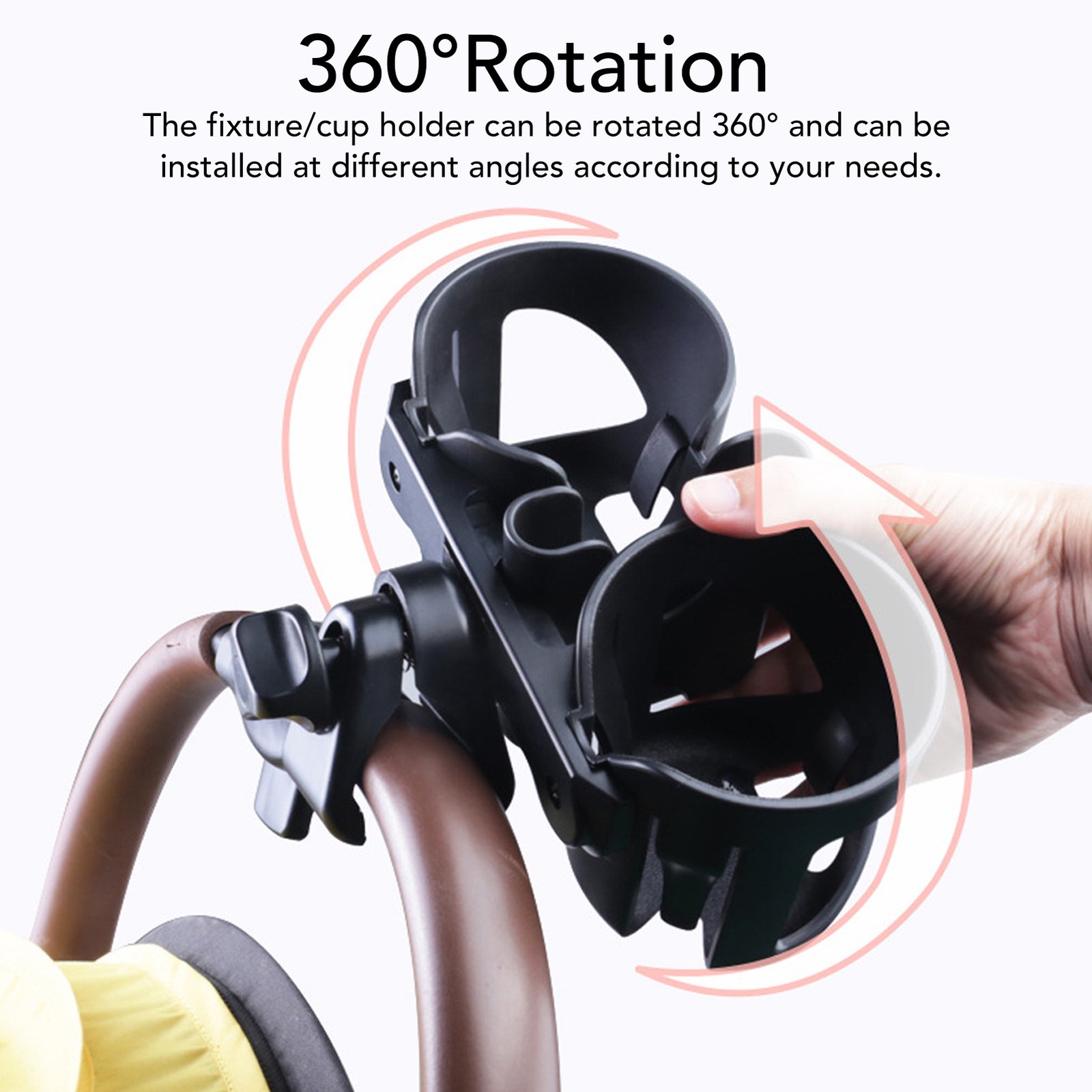 Stroller Cup Holder Walker Cup Holder Phone Holder 360 Degree Rotation For