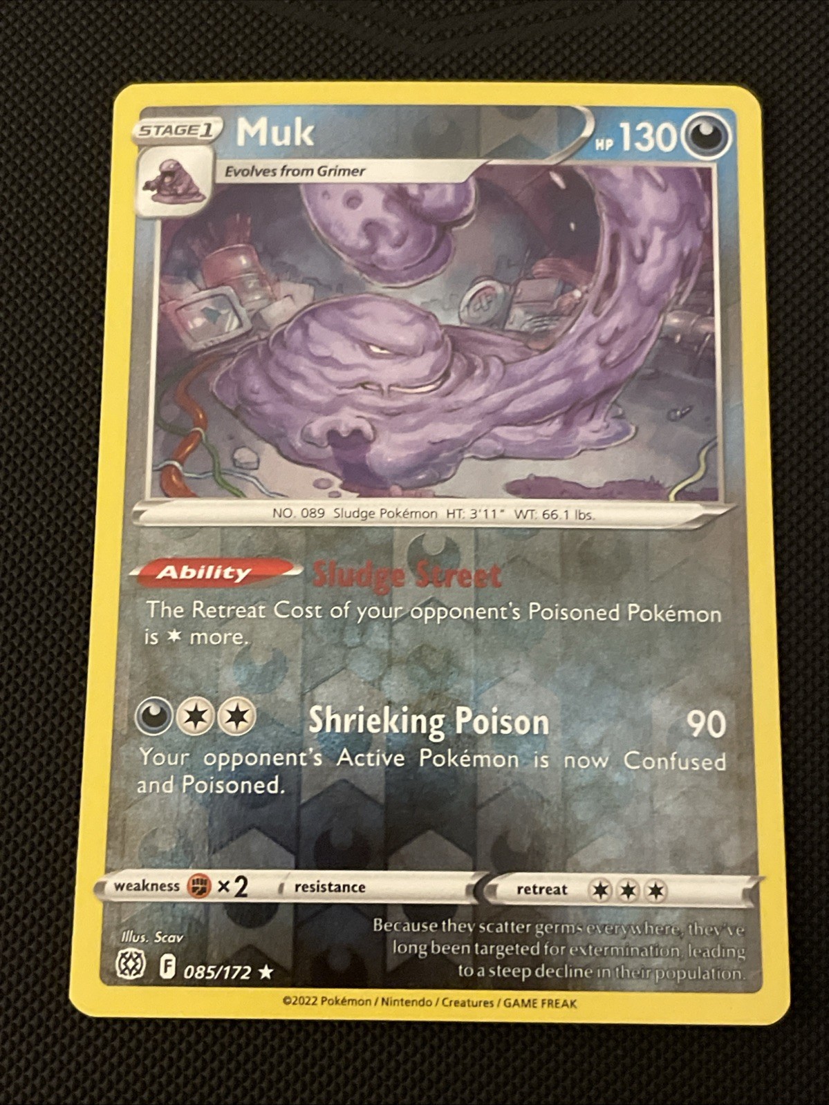 Muk - 085/172 - Reverse Holo Rare - Brilliant Stars - Pokemon - Near Mint/ Mint