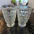 vintage tumblers are Federal Glass Colonial Iridescent Thumbprint tumblers. 5"