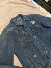 Vtg Levis Denim Trucker Jacket Mens S Distressed Grunge Goth 80s 90s USA Made