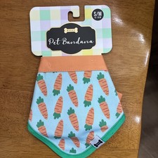 GMason Group Woof Pet Bandana Small/Medium Blue Carrot Print NEW