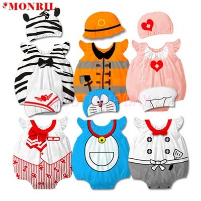 Kids Baby Romper Boys Girls Animal Cattoon Costume Bodysuit Outfit Cloth Set Hat