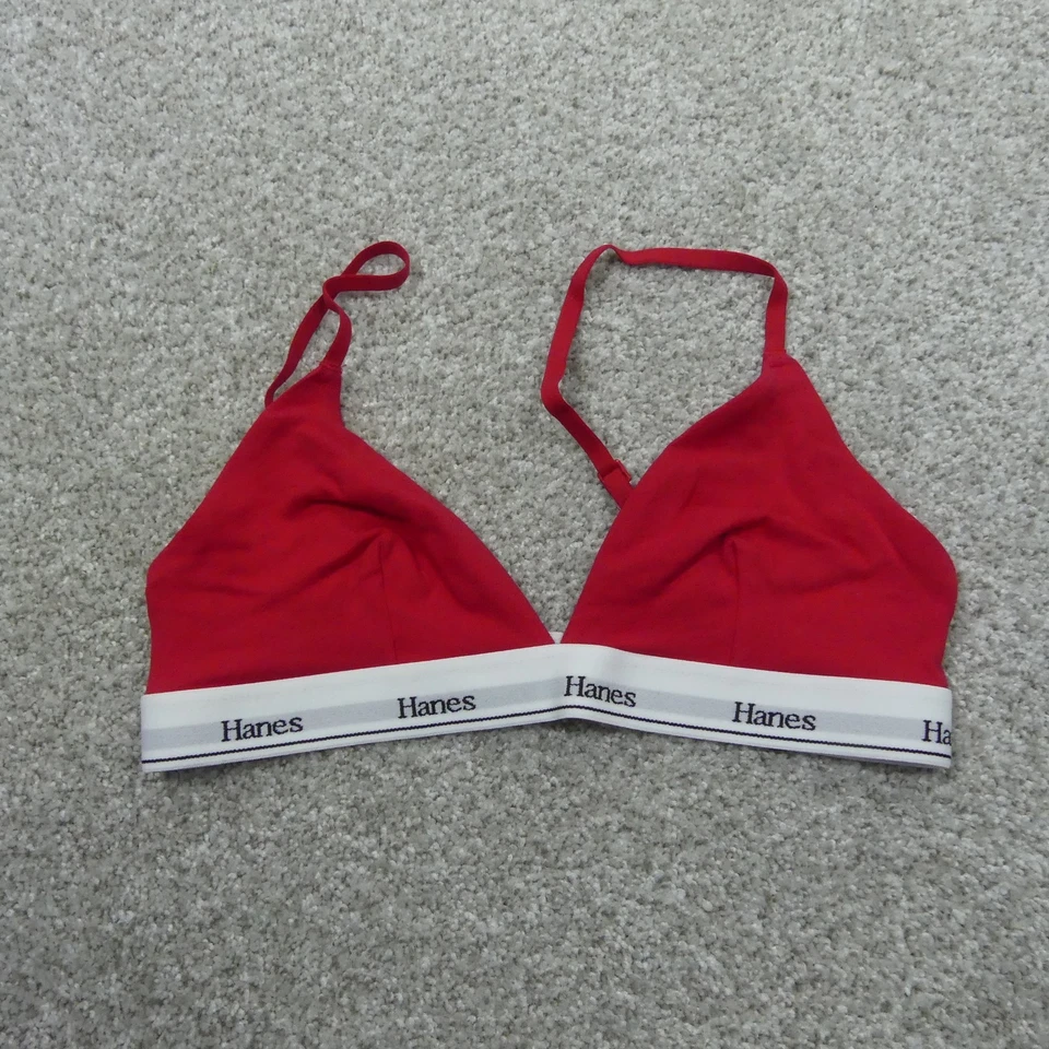 Hanes Sujetadores Mujer Pequeño Rojo Gris Bralette Inalámbrico Triángulo Algodón Elástico Paquete de 2 Foto 2 de 4