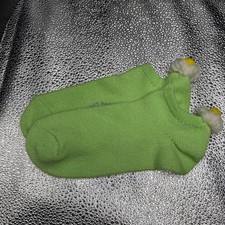 Vtg Ladies Sports Ankle Socks Pom Pom Daisies Sanitized Acrylic Green Soft