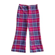 Vintage Red Plaid Bell Bottom Pants Size 30x24 preowned