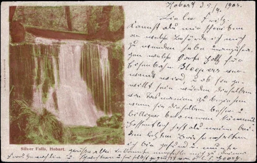 Tarjeta postal ilustrada de Tasmania 1d - 1910 a Adén (dirección militar) Foto 2 de 2