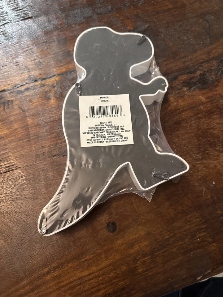 Espejo de dinosaurio náutico costero marco blanco liso divertido T-rex Dino Foto 2 de 4