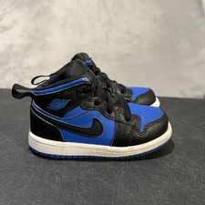 Nike Air Jordan 1 Mid Shoes Toddler 7C Black Royal Blue Boys Sneakers DQ8425-042