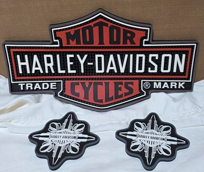 Harley-Davidson Bar & Shield Beverage Rubber Mat & 2 Rubber Coasters --- MINT