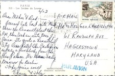 GOLDPATH: France postcard 1963 to USA airmail CV907_P03
