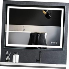 36x28 inch LED Lighted Bathroom Mirror with Anti-Fog, Wall Mounted 28"L x 36"W